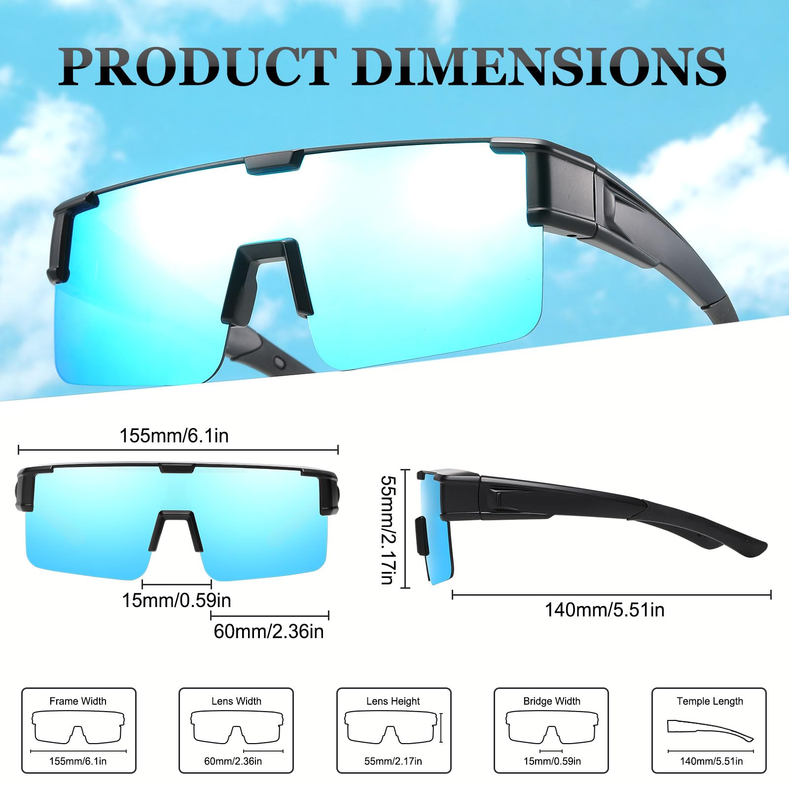 HAOLOTA Cycling Sunglasses Over Glasses for Men Outdoors UV Protection SG0191