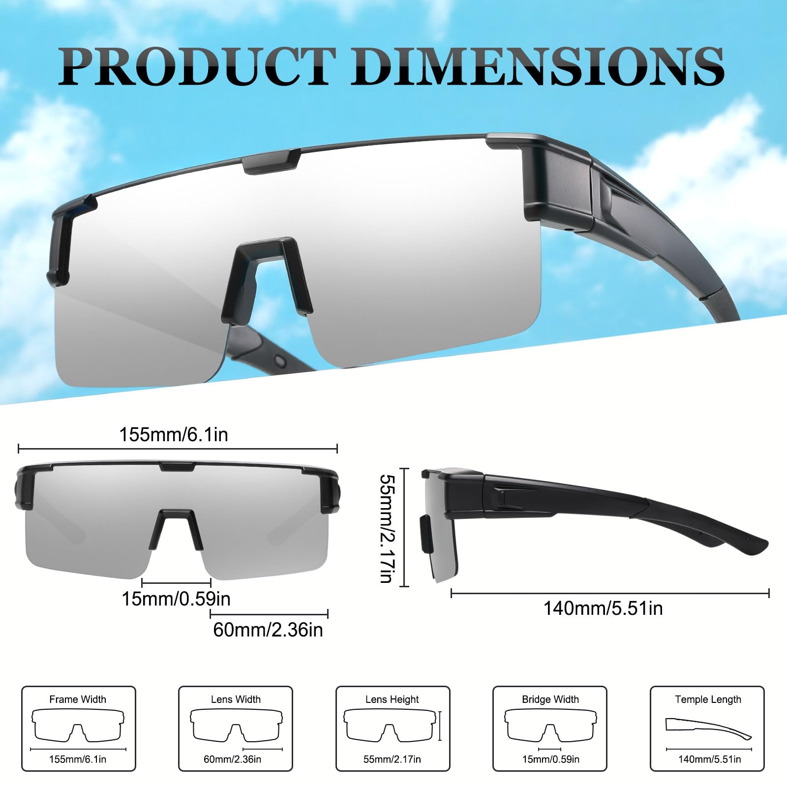 HAOLOTA Cycling Sunglasses Over Glasses for Men Outdoors UV Protection SG0191
