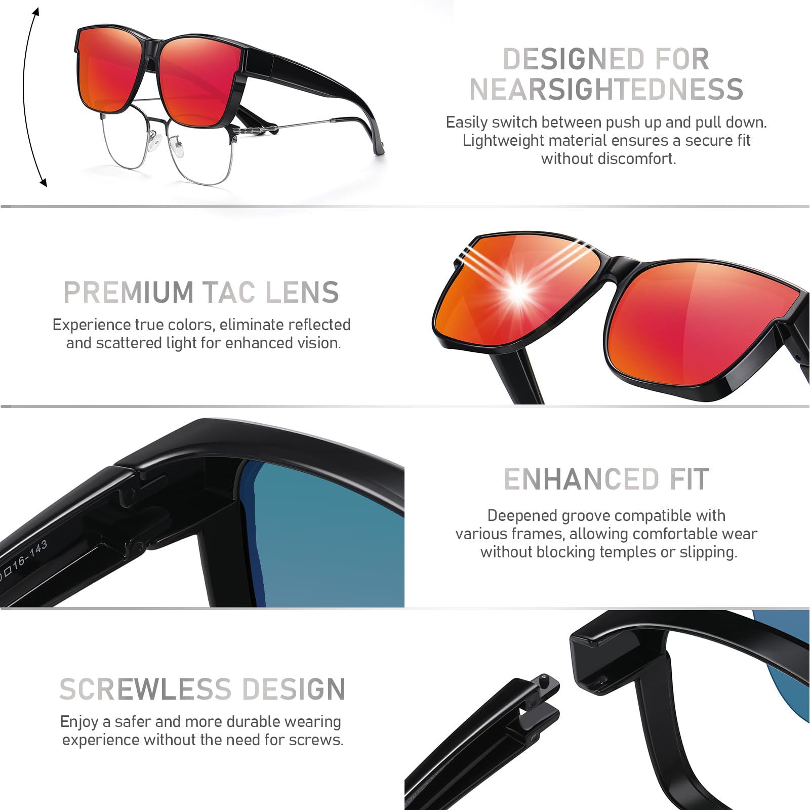HAOLOTA Fit-Over Sunglasses Polarized for Men Square Shades UV400 Protection SG0174M