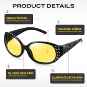 HAOLOTA Women Night Vision Driving Glasses Polarized HD Yellow Tinted Anti Glare NV0008