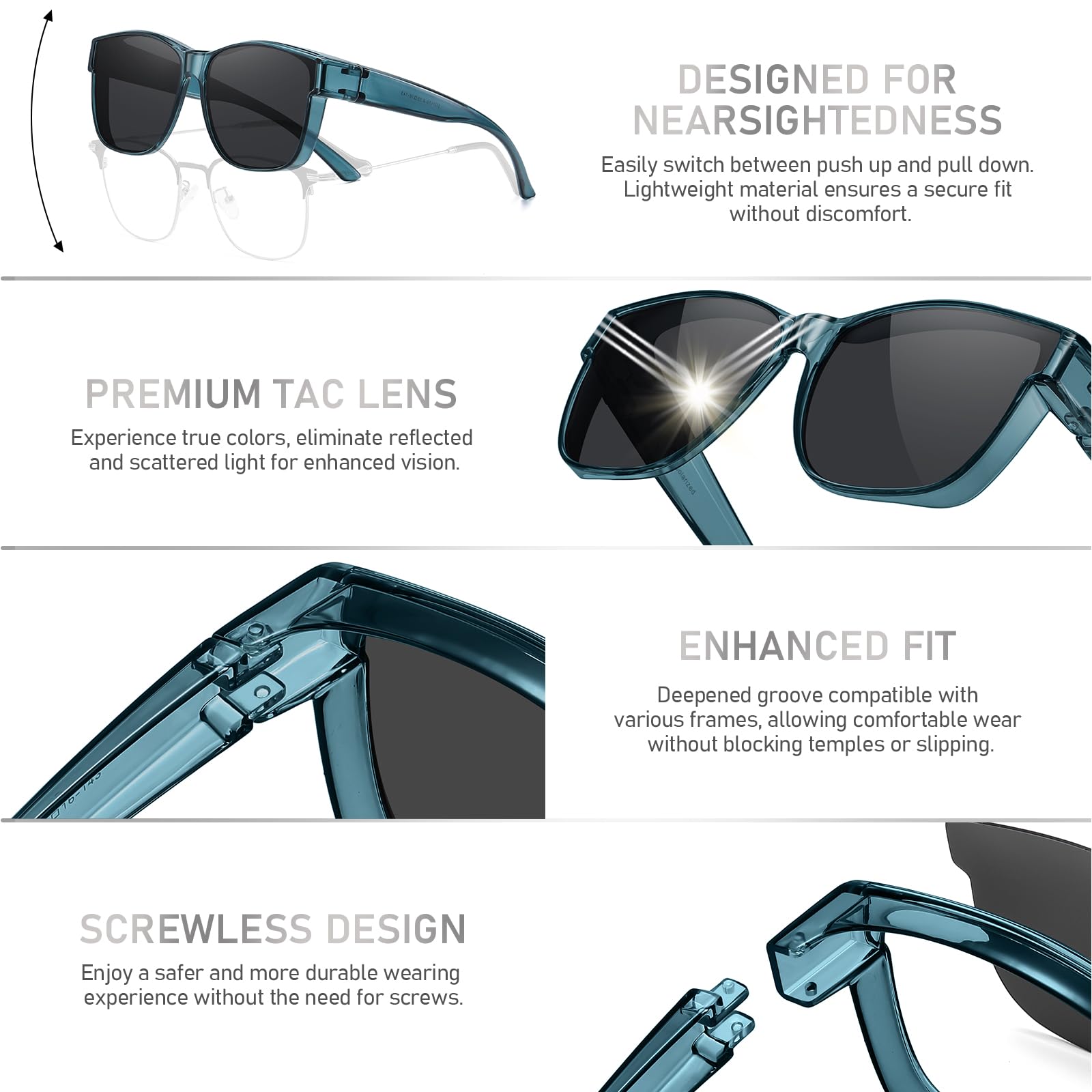 HAOLOTA Fit-Over Sunglasses Polarized for Men Square Shades UV400 Protection SG0174M