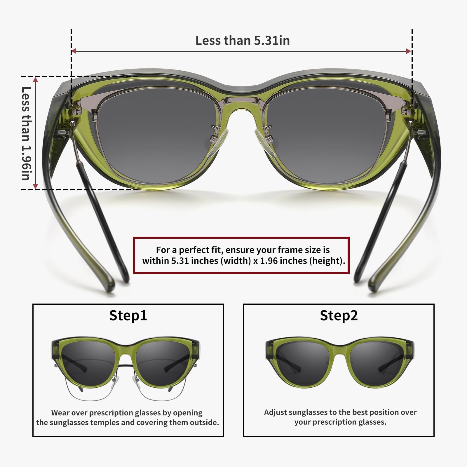 HAOLOTA Polarized Fit Over Sunglasses for Women Cat Eye for Prescription Glasses SG0171
