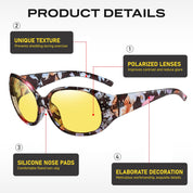 HAOLOTA Women Night Vision Driving Glasses Polarized HD Yellow Tinted Anti Glare NV0008
