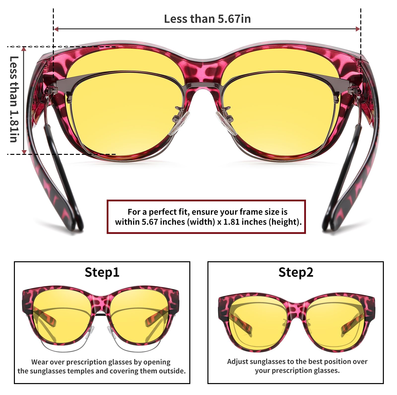 HAOLOTA Polarized Night Vision Driving Glasses Women Fit Over Glasses, Anti Glare NV0179