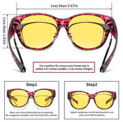 HAOLOTA Polarized Night Vision Driving Glasses Women Fit Over Glasses, Anti Glare NV0179