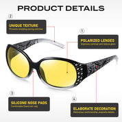 HAOLOTA Women Night Vision Driving Glasses Polarized HD Yellow Tinted Anti Glare NV0008