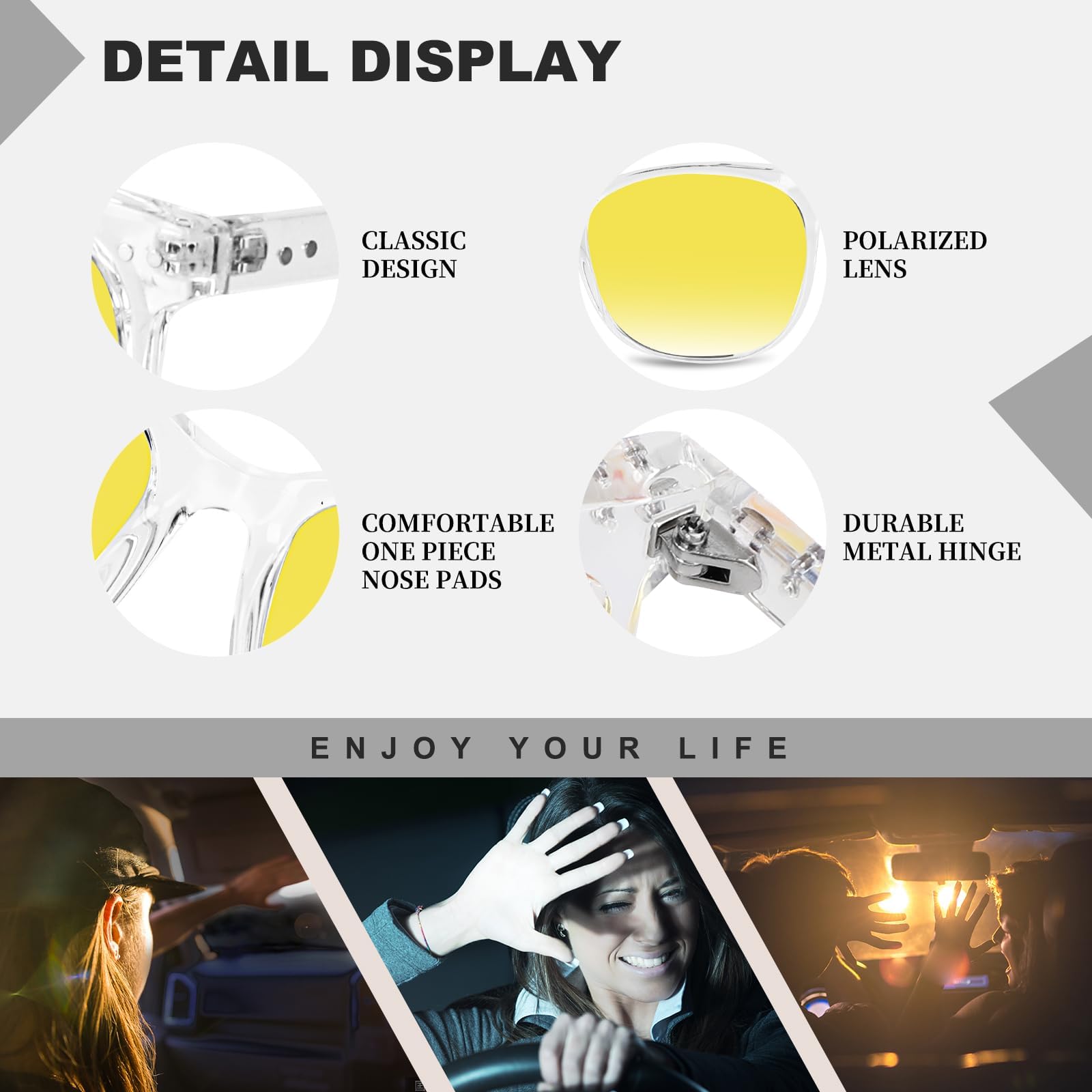 HAOLOTA Night Vision Driving Glasses Yellow Tinted Anti Glare Women NV8081