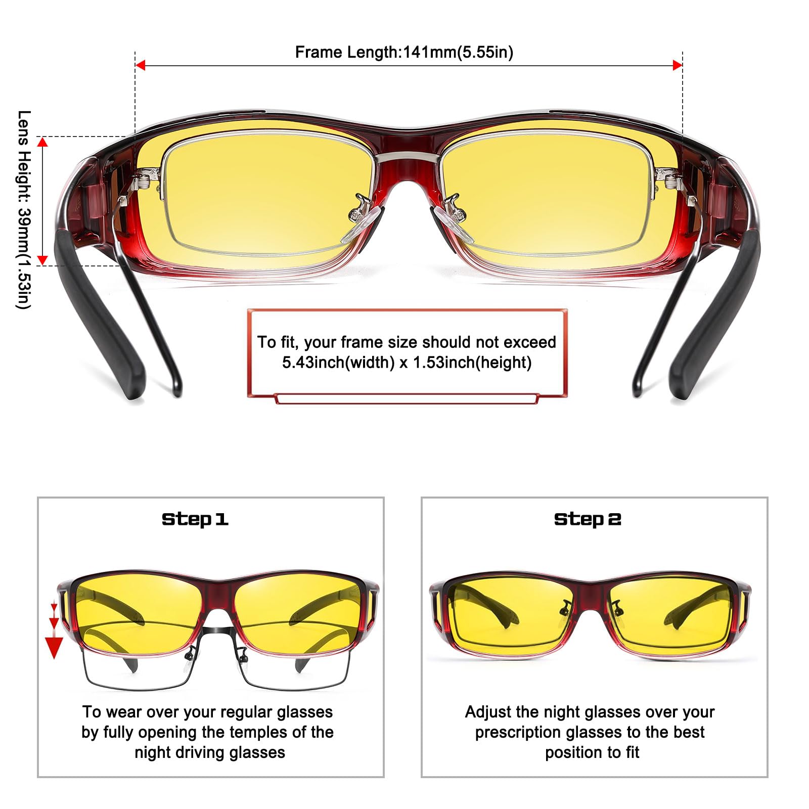 HAOLOTA Night Vision Driving Over Glasses, Nighttime Glasses Men Women Anti Glare NV0154