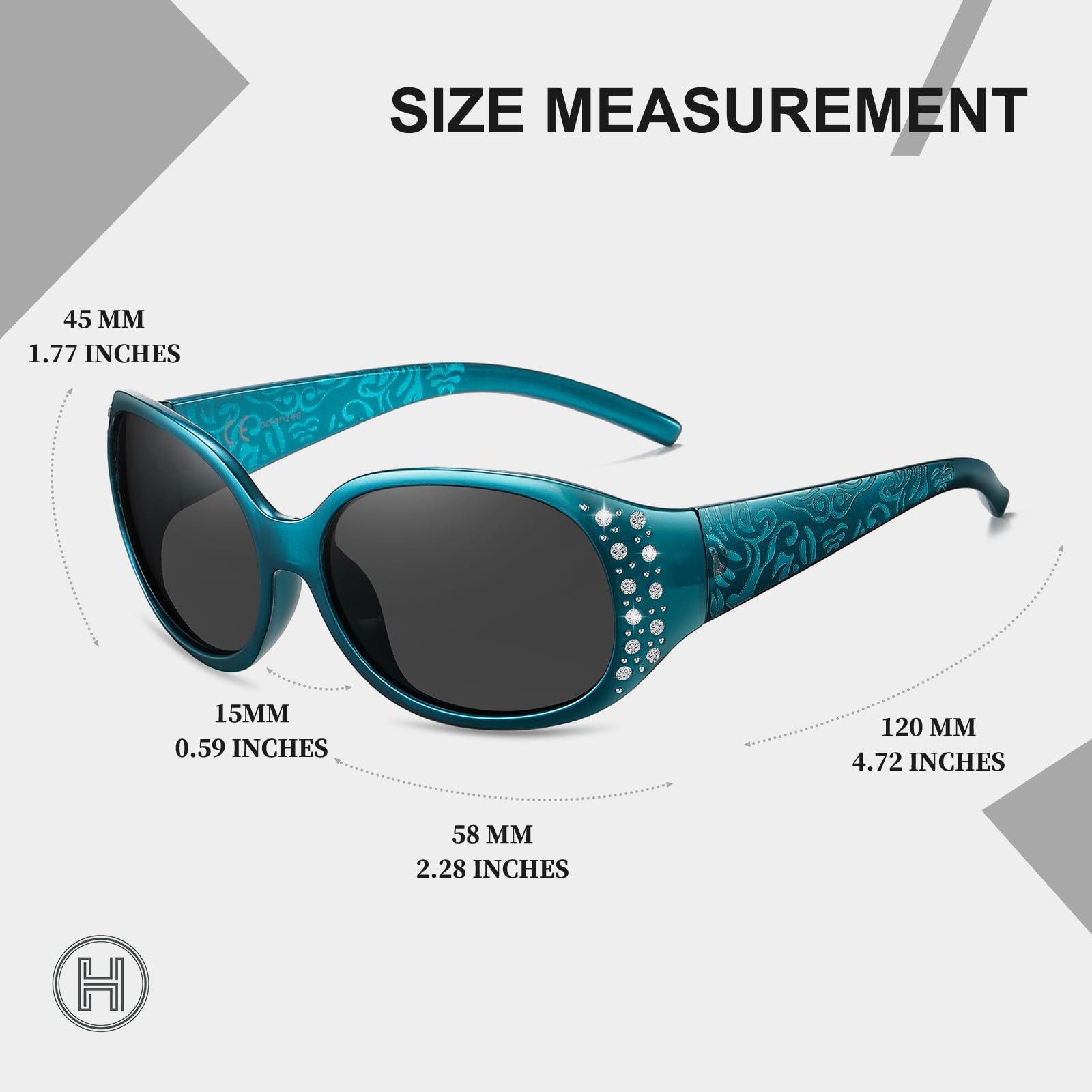HAOLOTA Polarized Sunglasses for Women Rhinestone Wrap Around SG0008