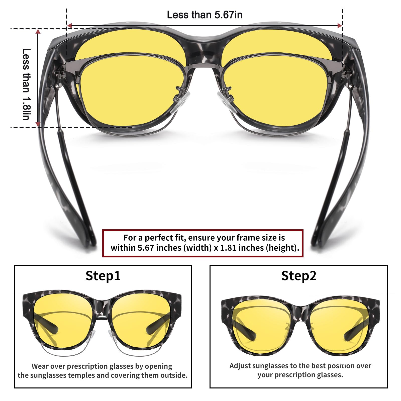 HAOLOTA Polarized Night Vision Driving Glasses Women Fit Over Glasses, Anti Glare NV0179