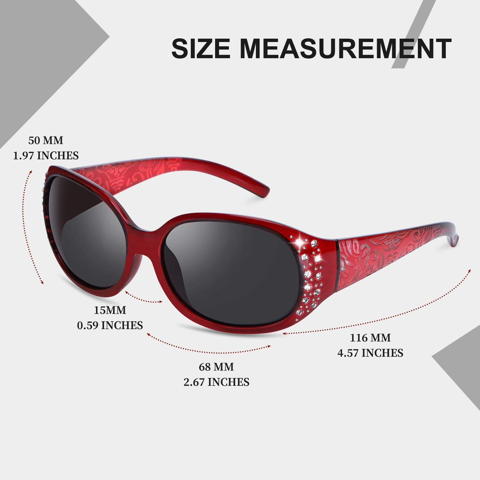 HAOLOTA Polarized Sunglasses for Women Rhinestone Wrap Around SG0008