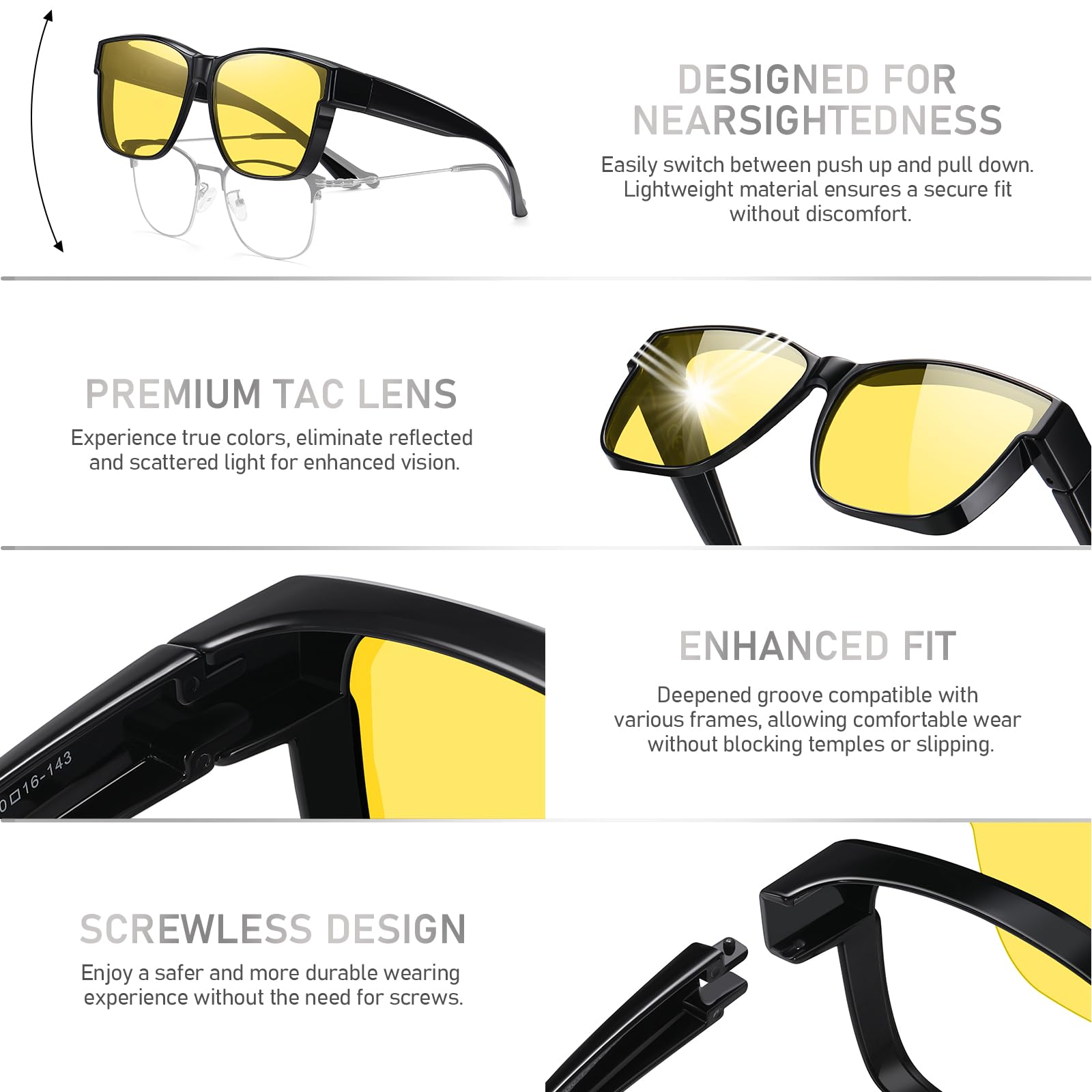 HAOLOTA Night Vision Driving Over Glasses, Nighttime Glasses Men Women Anti Glare NV0174L
