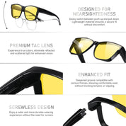 HAOLOTA Night Vision Driving Over Glasses, Nighttime Glasses Men Women Anti Glare NV0174L