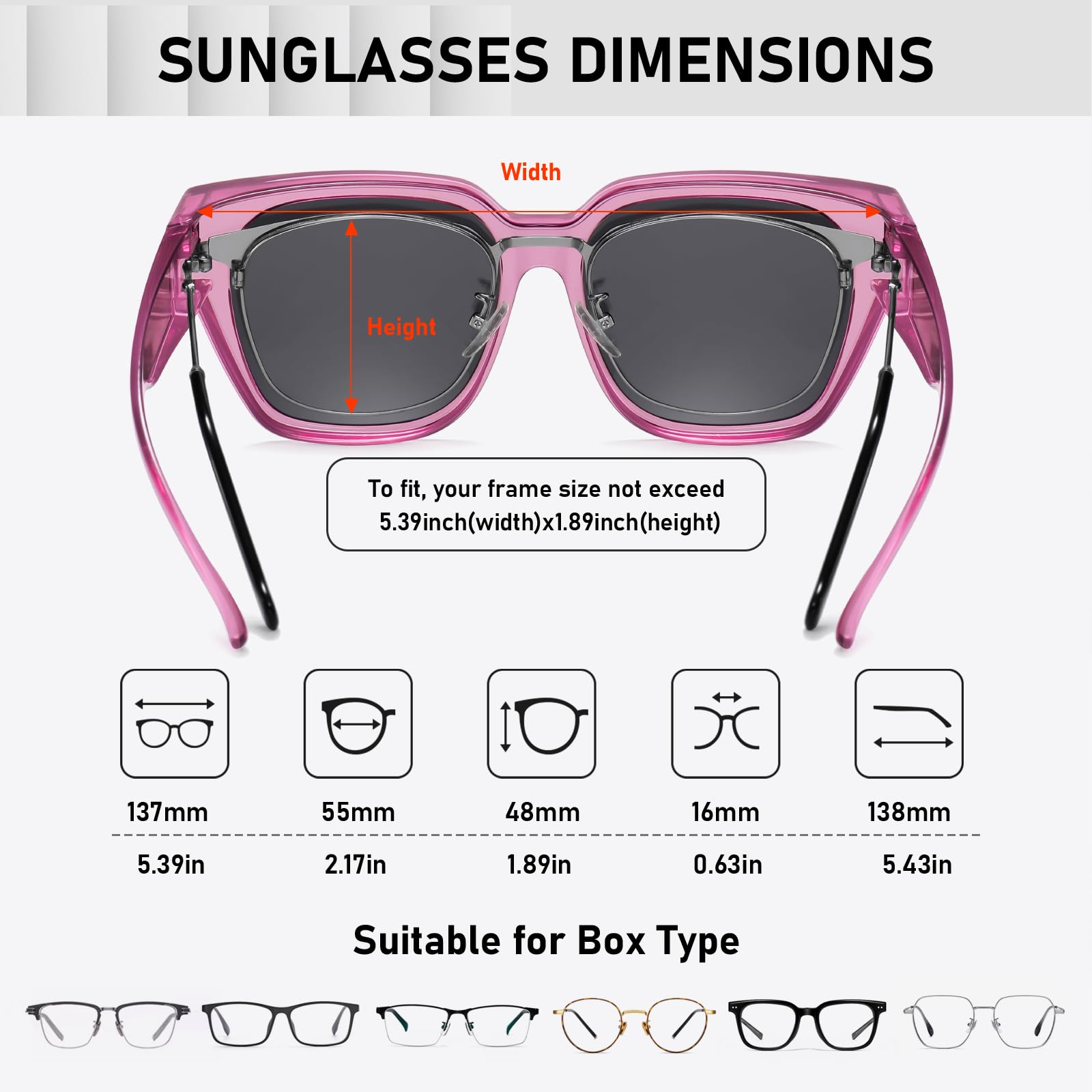 HAOLOTA Fit-Over Sunglasses for Women Men Square Shapes UV Protection SG0512