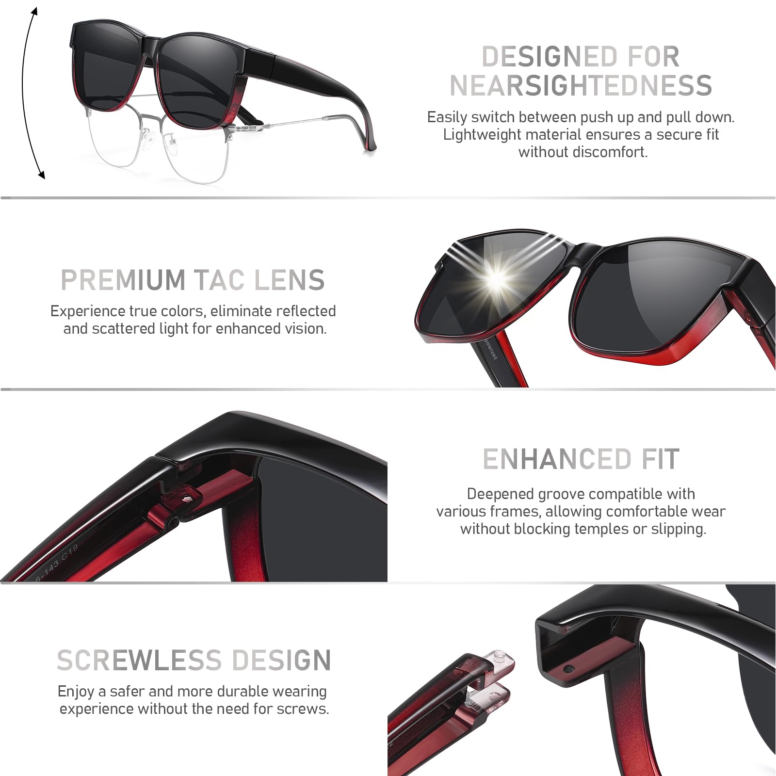 HAOLOTA Fit-Over Sunglasses-Polarized for Men Square Shades Oversized SG0174L