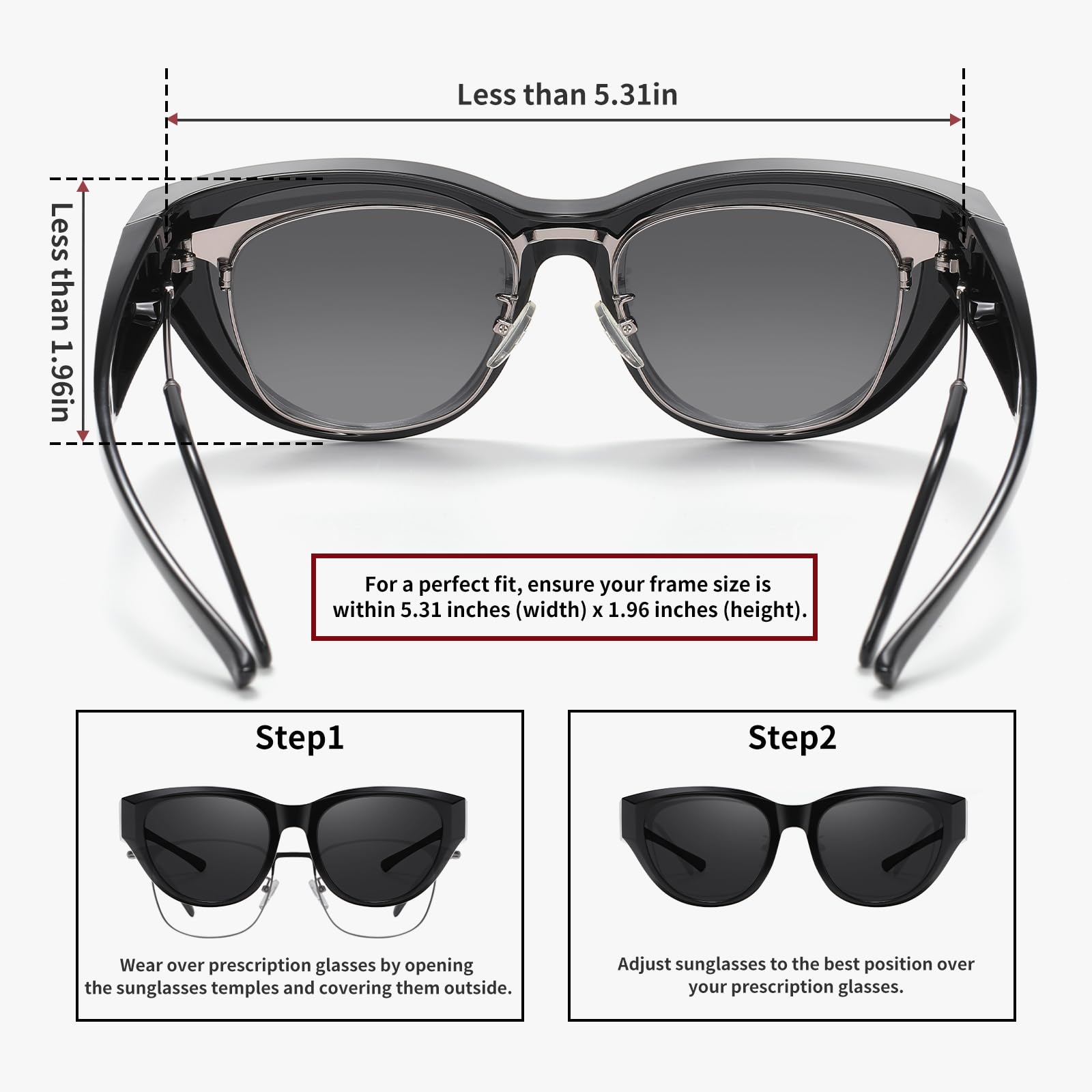 HAOLOTA Polarized Fit Over Sunglasses for Women Cat Eye for Prescription Glasses SG0171