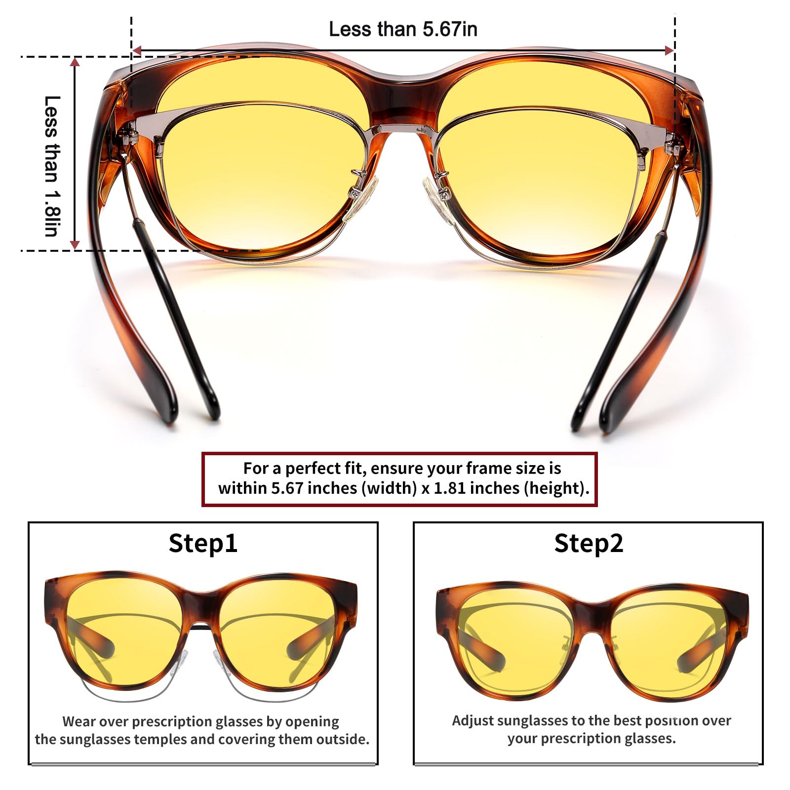 HAOLOTA Polarized Night Vision Driving Glasses Women Fit Over Glasses, Anti Glare NV0179