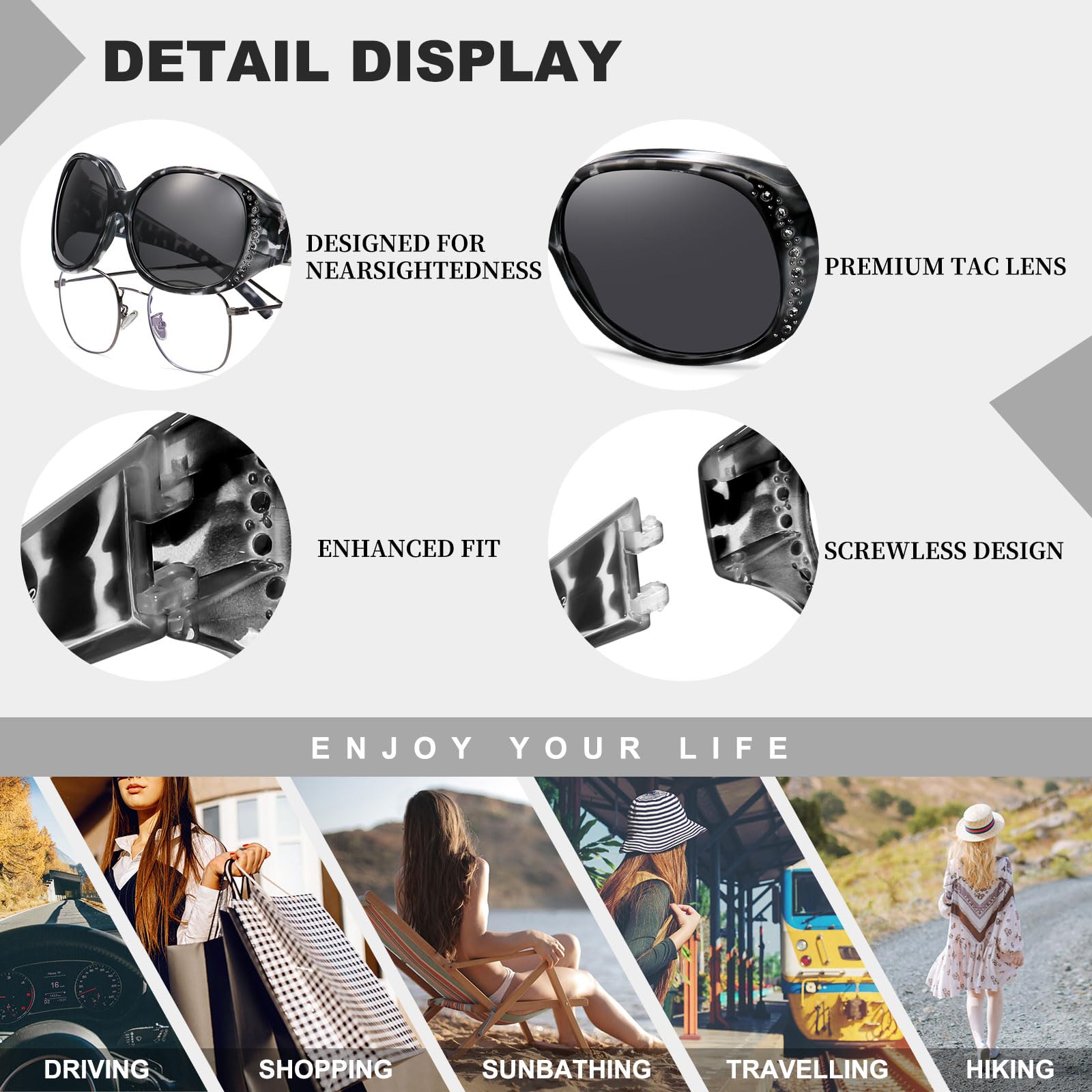 HAOLOTA Women's Polarized Fit Over Sunglasses with Rhinestone SG0108