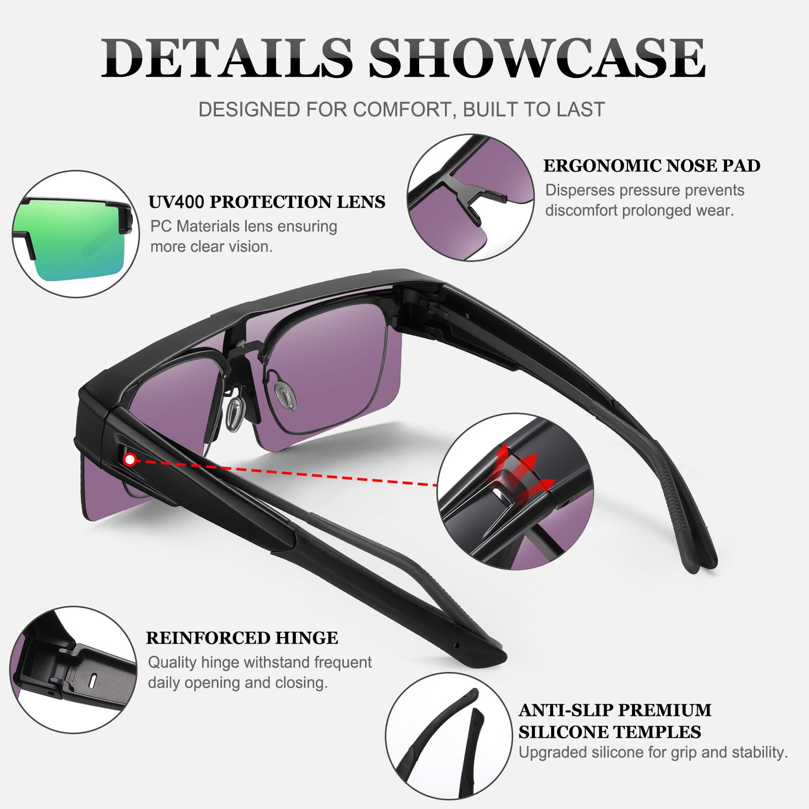 HAOLOTA Cycling Sunglasses Over Glasses for Men Outdoors UV Protection SG0191