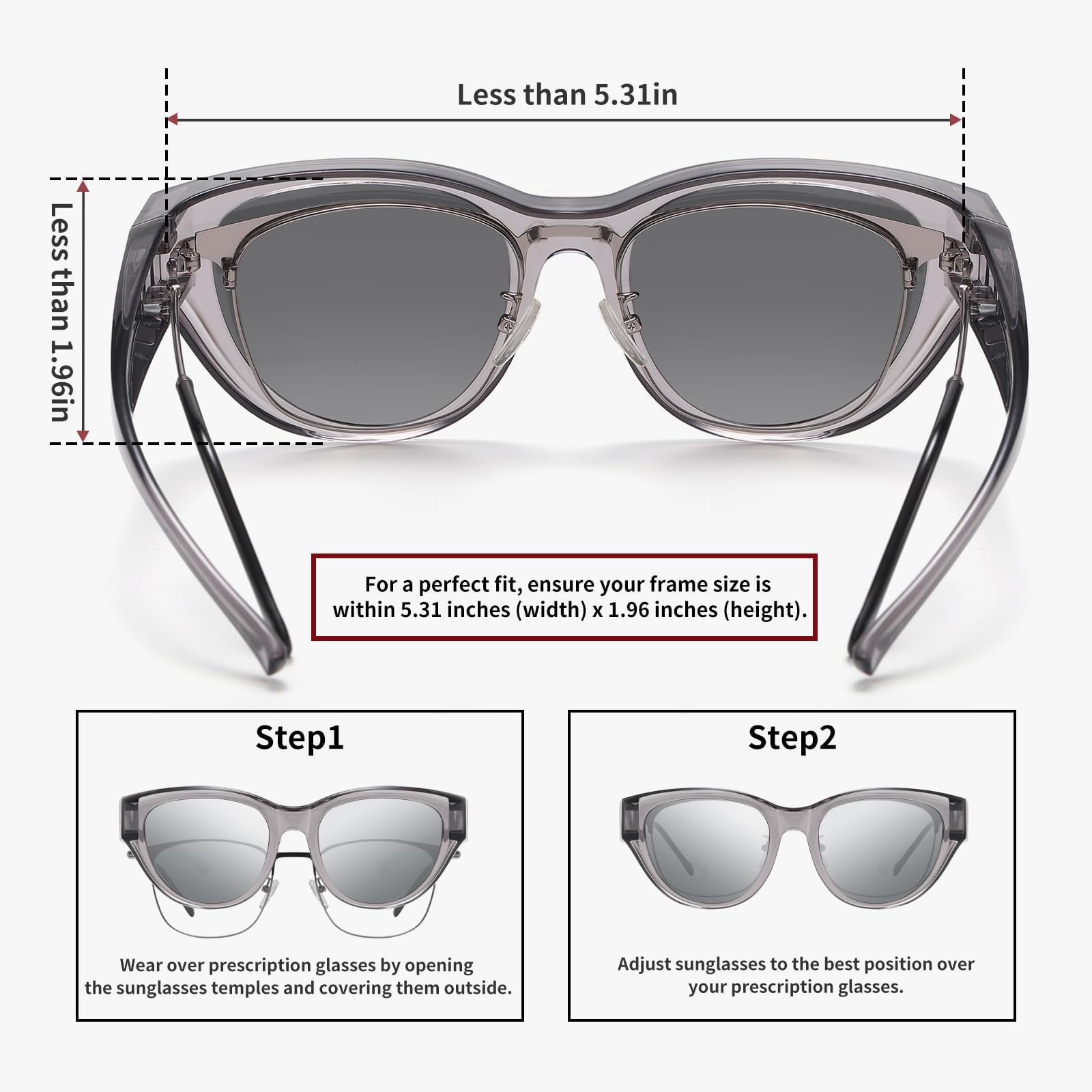 HAOLOTA Polarized Fit Over Sunglasses for Women Cat Eye for Prescription Glasses SG0171