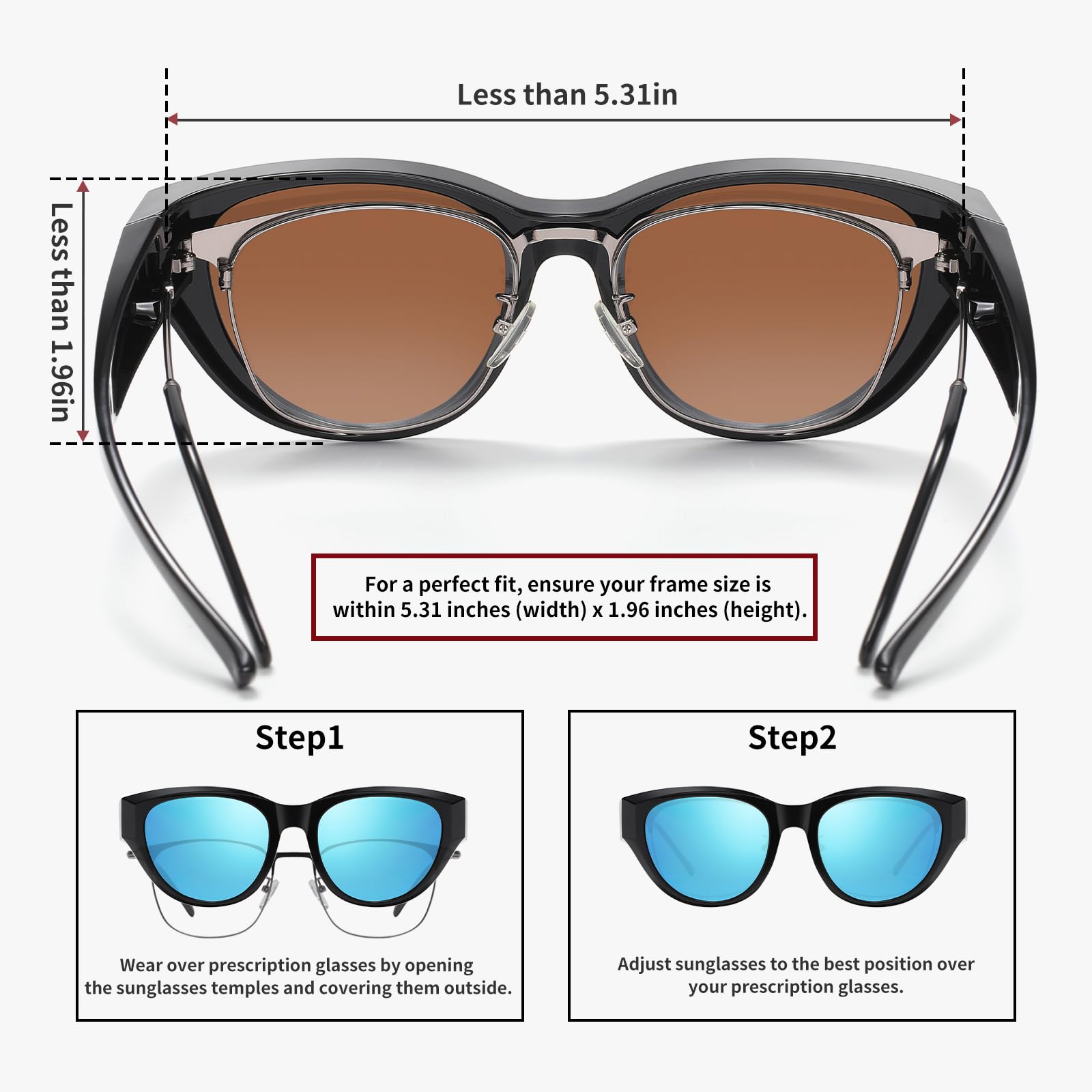 HAOLOTA Polarized Fit Over Sunglasses for Women Cat Eye for Prescription Glasses SG0171