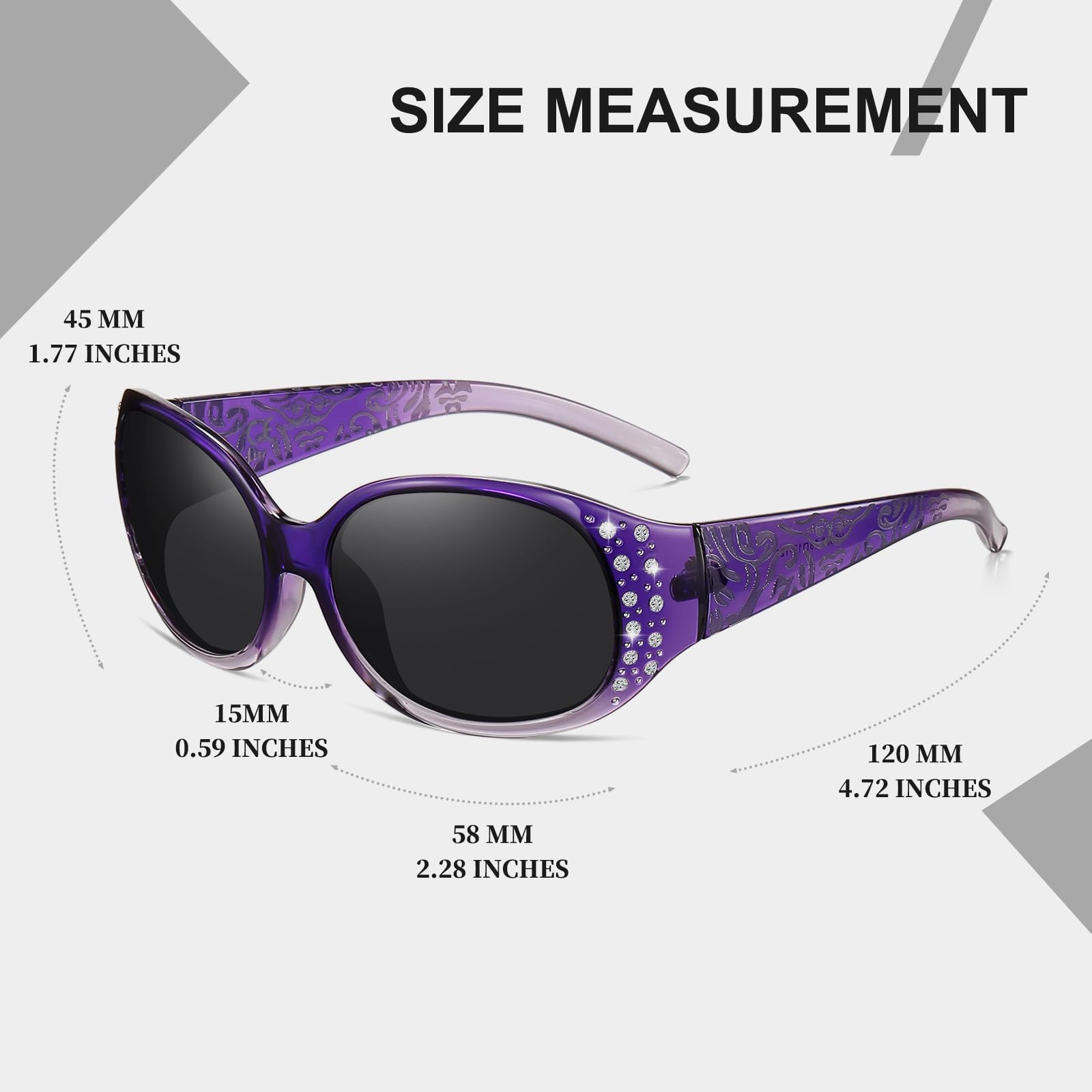 HAOLOTA Polarized Sunglasses for Women Rhinestone Wrap Around SG0008