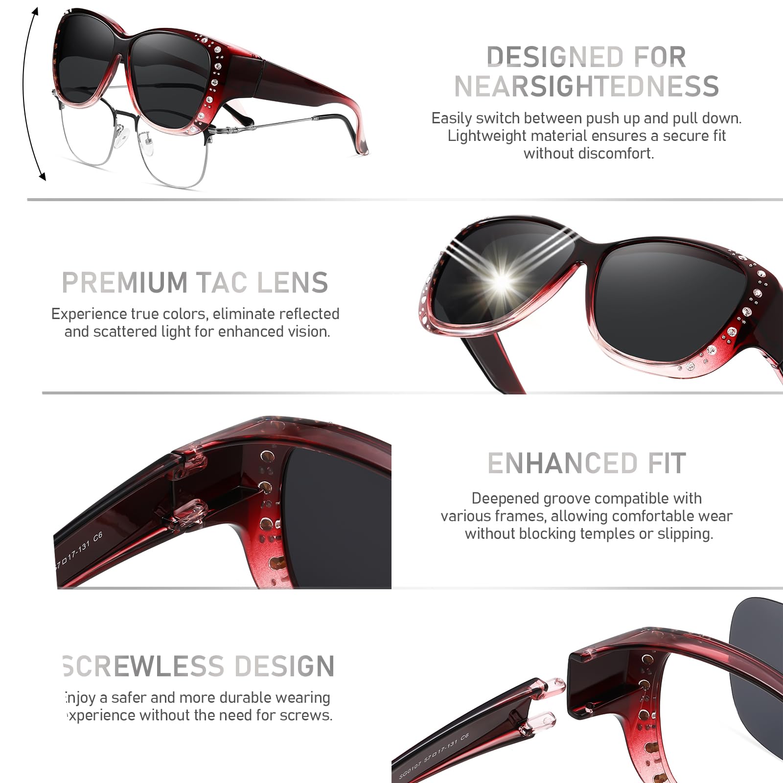 HAOLOTA Women's Polarized Fit Over Sunglasses with RhinestoneUV400 Protection SG0107