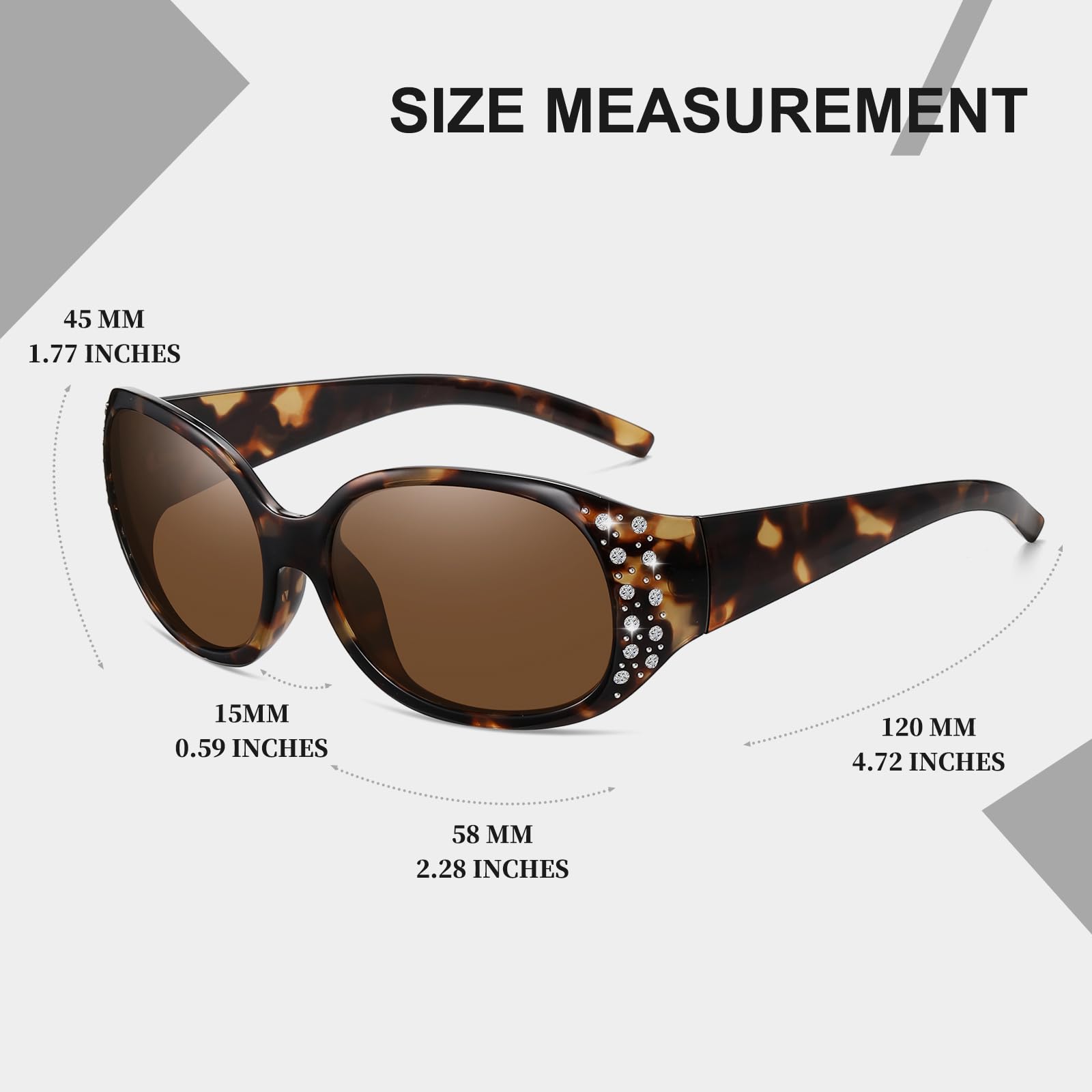 HAOLOTA Polarized Sunglasses for Women Rhinestone Wrap Around SG0008