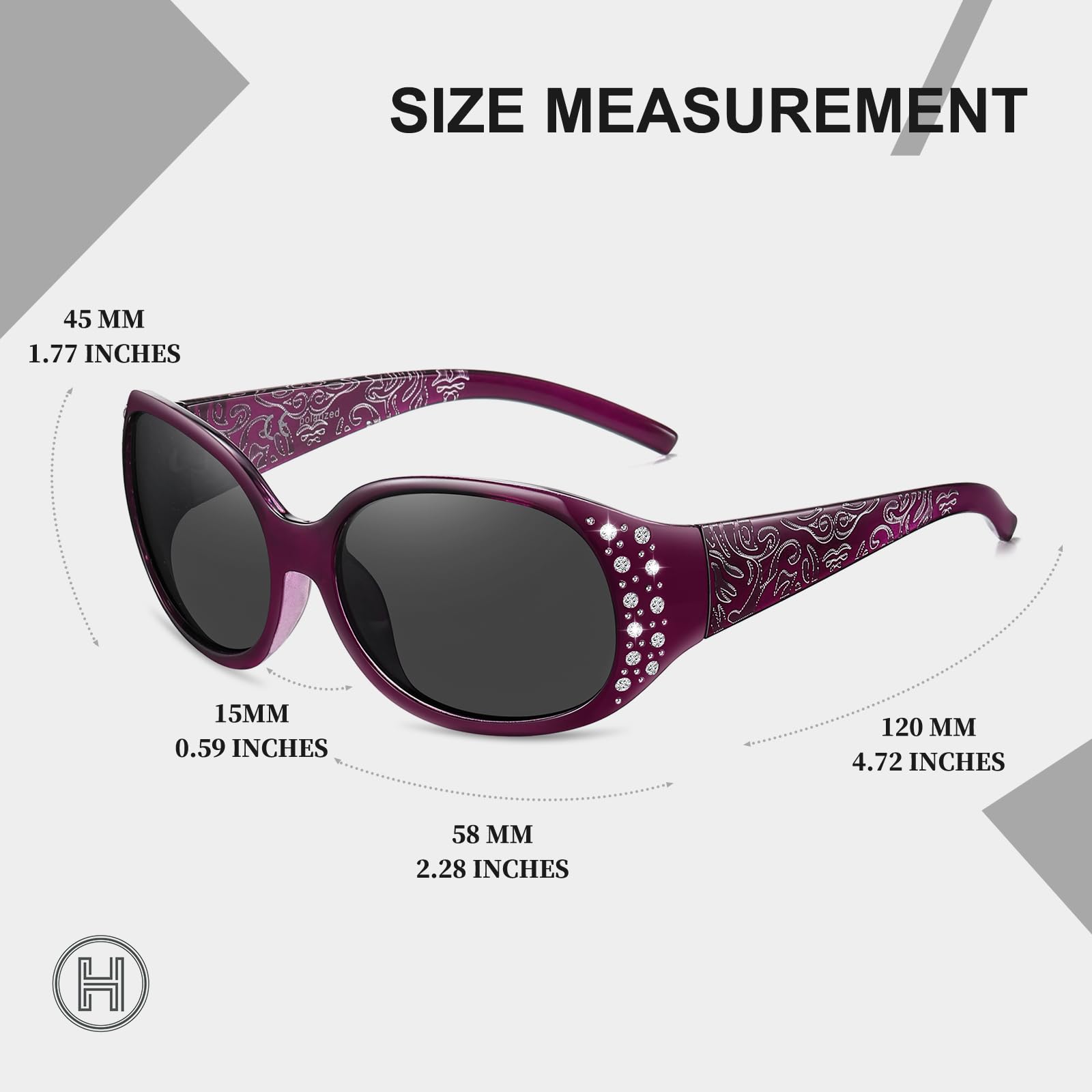 HAOLOTA Polarized Sunglasses for Women Rhinestone Wrap Around SG0008