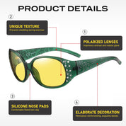 HAOLOTA Women Night Vision Driving Glasses Polarized HD Yellow Tinted Anti Glare NV0008