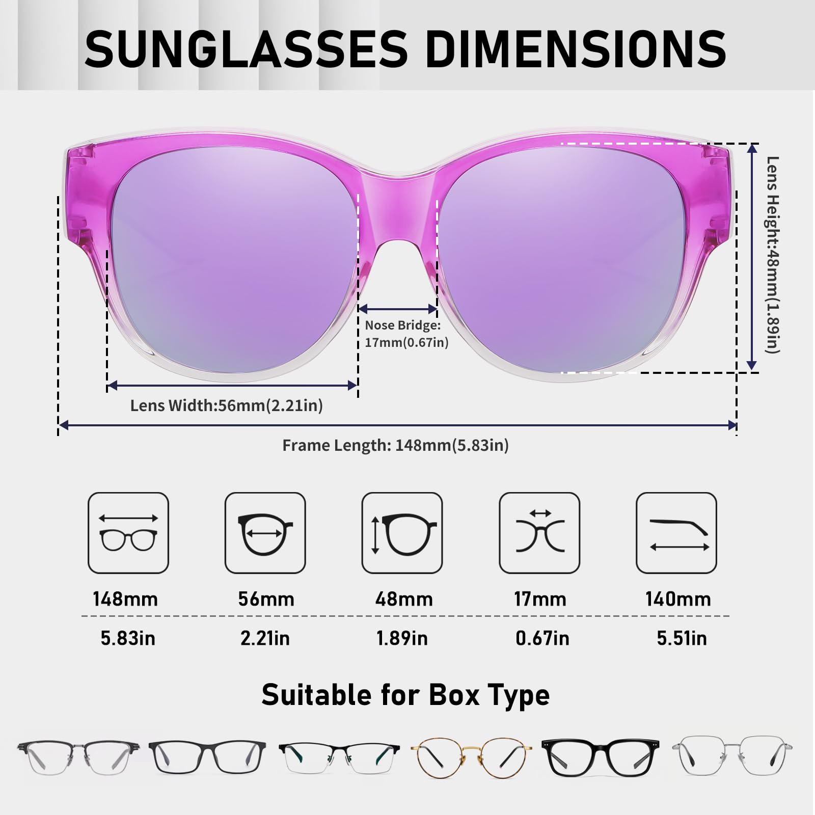 HAOLOTA Cat Eye Sunglasses Over Glasses SG0179