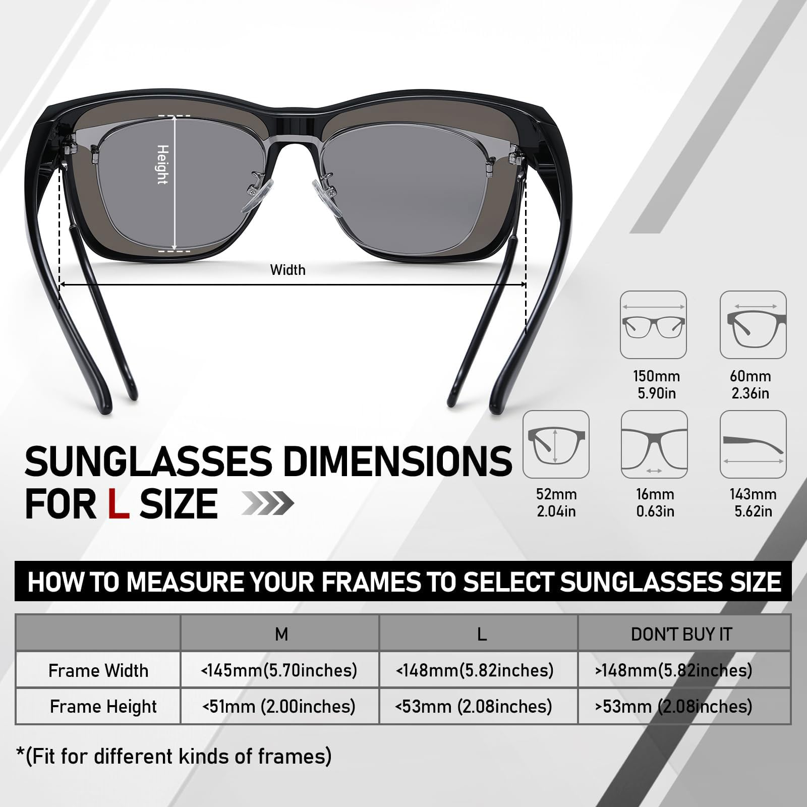 HAOLOTA Fit-Over Sunglasses-Polarized for Men Square Shades Oversized SG0174L