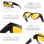 HAOLOTA Polarized Night Vision Driving Glasses for Women Fit over Eyeglasses Anti Glare NV0512