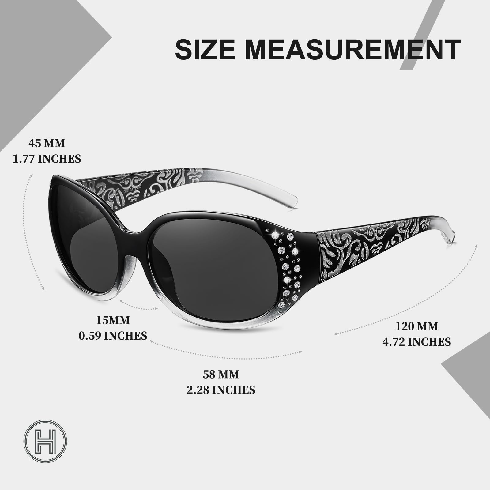 HAOLOTA Polarized Sunglasses for Women Rhinestone Wrap Around SG0008
