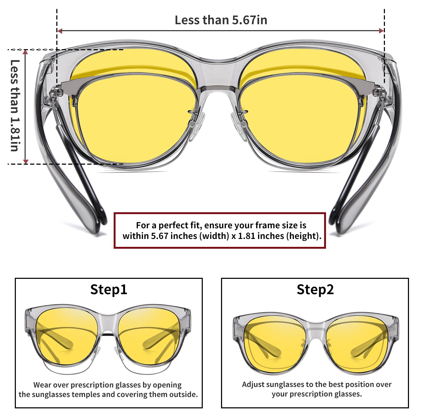 HAOLOTA Polarized Night Vision Driving Glasses Women Fit Over Glasses, Anti Glare NV0179