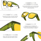 HAOLOTA Polarized Night Vision Driving Glasses for Women Fit over Eyeglasses Anti Glare NV0512