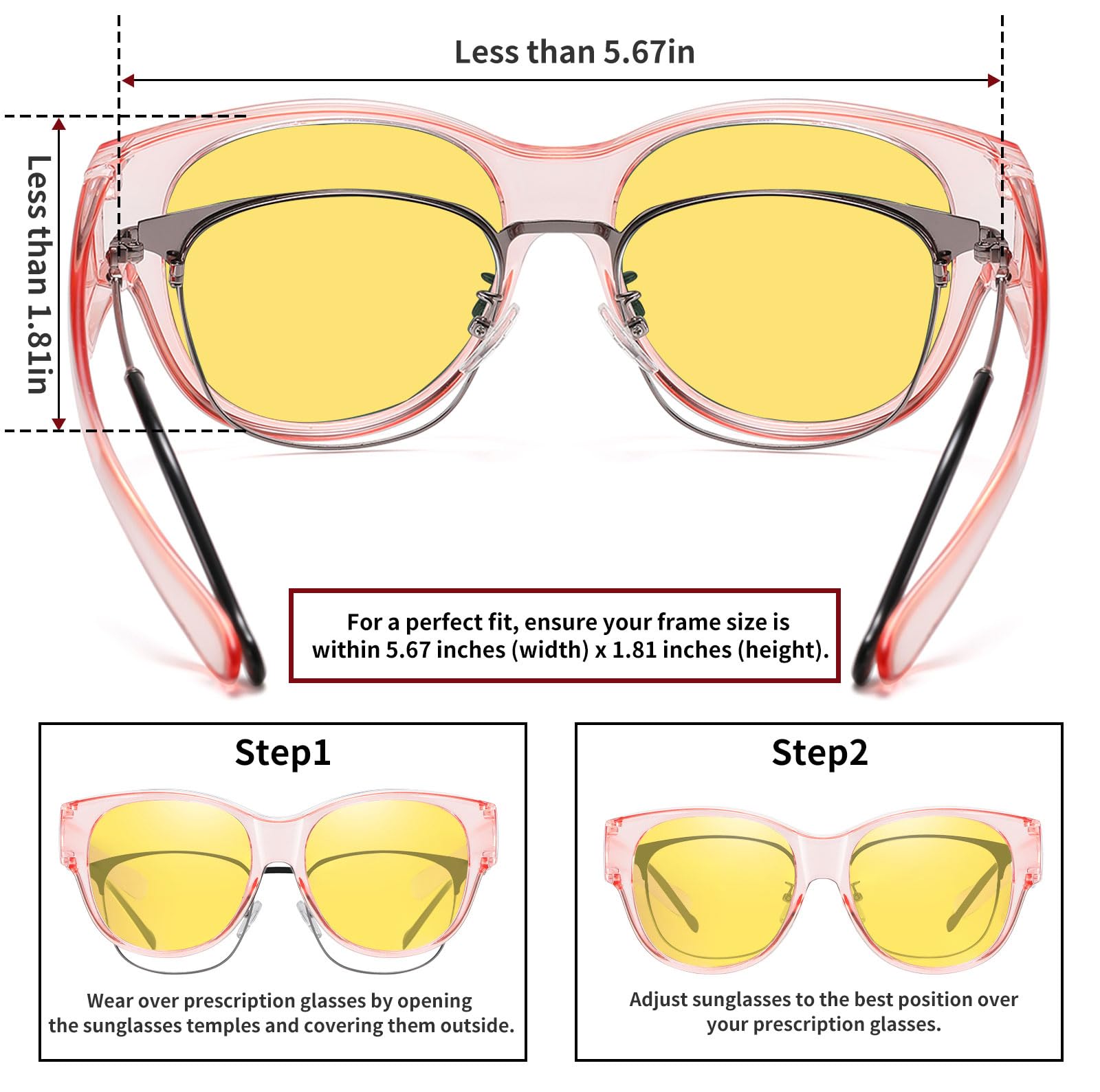 HAOLOTA Polarized Night Vision Driving Glasses Women Fit Over Glasses, Anti Glare NV0179