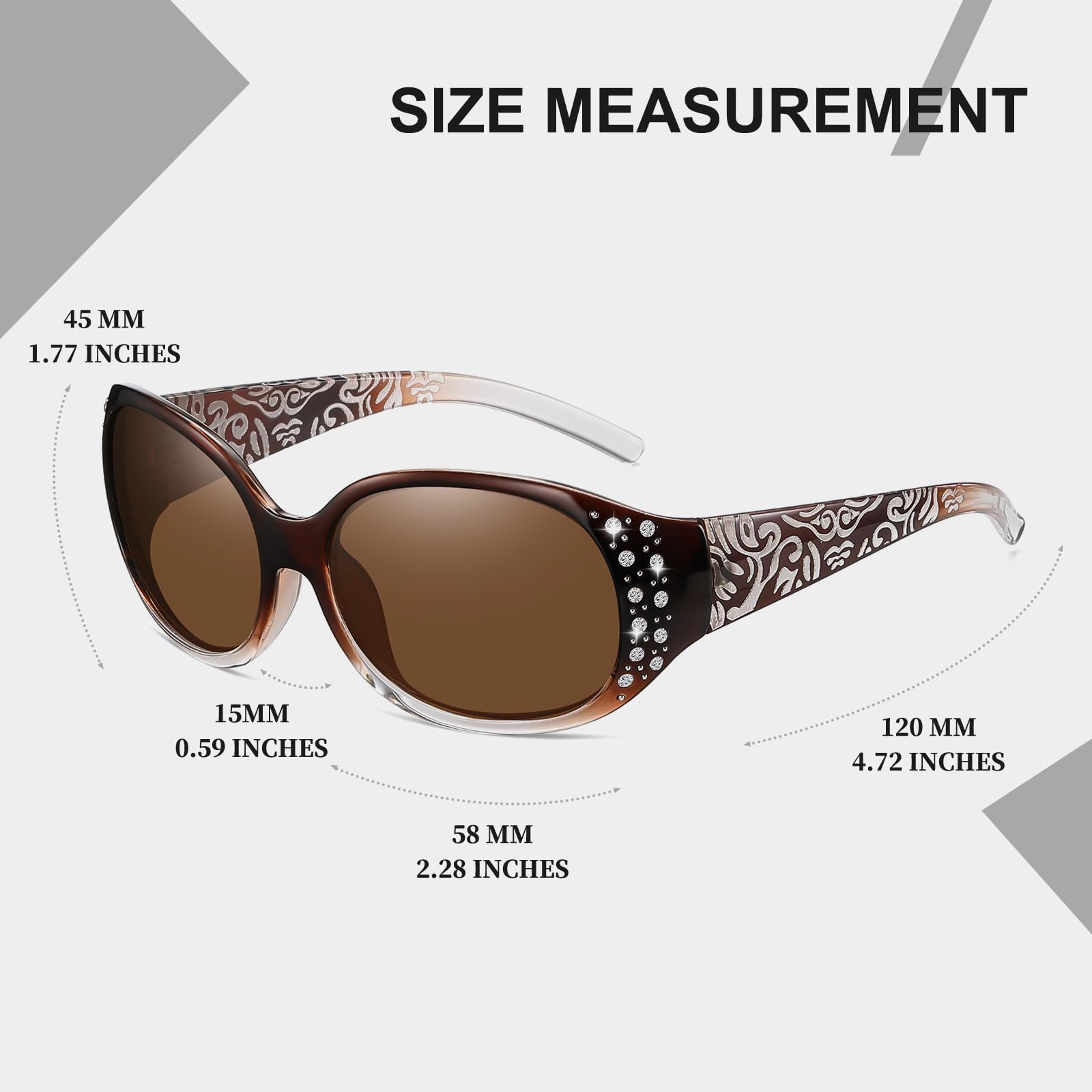 HAOLOTA Polarized Sunglasses for Women Rhinestone Wrap Around SG0008
