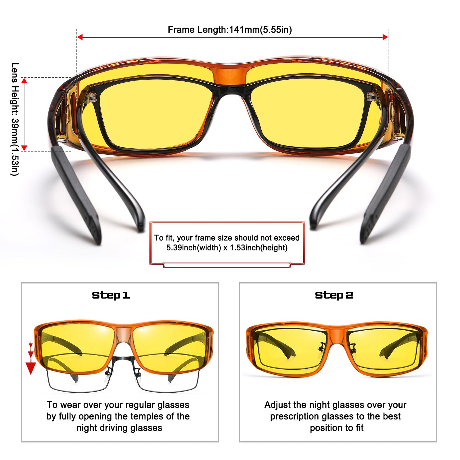 HAOLOTA Night Vision Driving Over Glasses, Nighttime Glasses Men Women Anti Glare NV0311