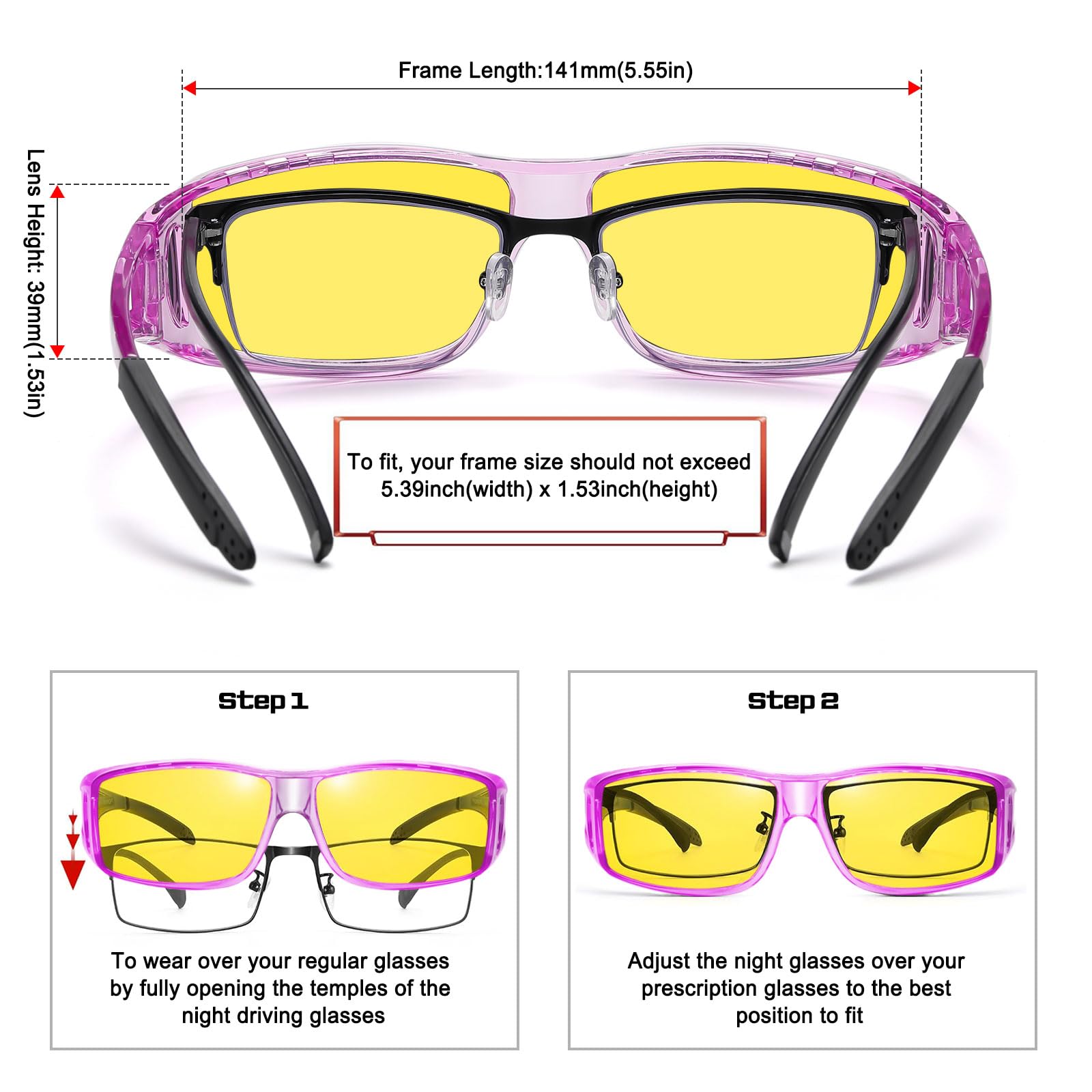 HAOLOTA Night Vision Driving Over Glasses, Nighttime Glasses Men Women Anti Glare NV0311