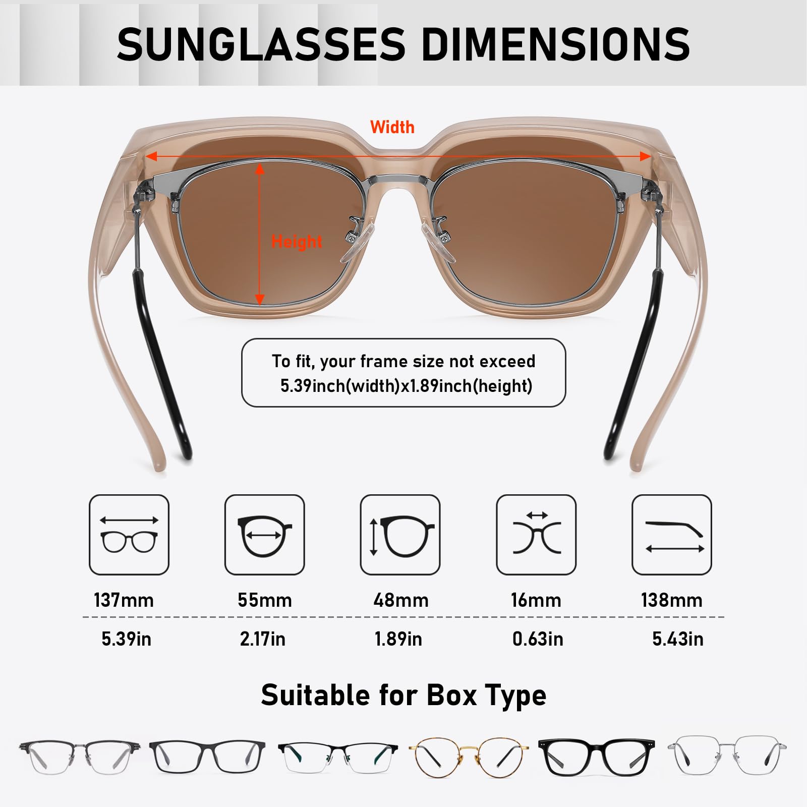 HAOLOTA Fit-Over Sunglasses for Women Men Square Shapes UV Protection SG0512