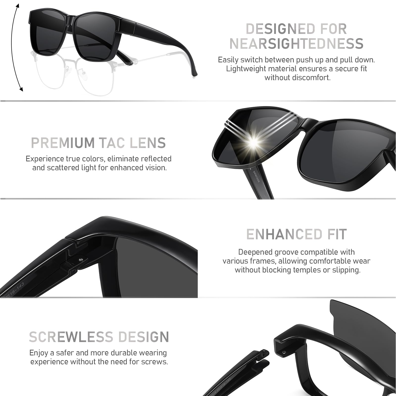 HAOLOTA Fit-Over Sunglasses Polarized for Men Square Shades UV400 Protection SG0174M