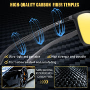 HAOLOTA Polarized Sunglasses for Men Ultralight Carbon Fiber, Square UV400 Protection NV8001