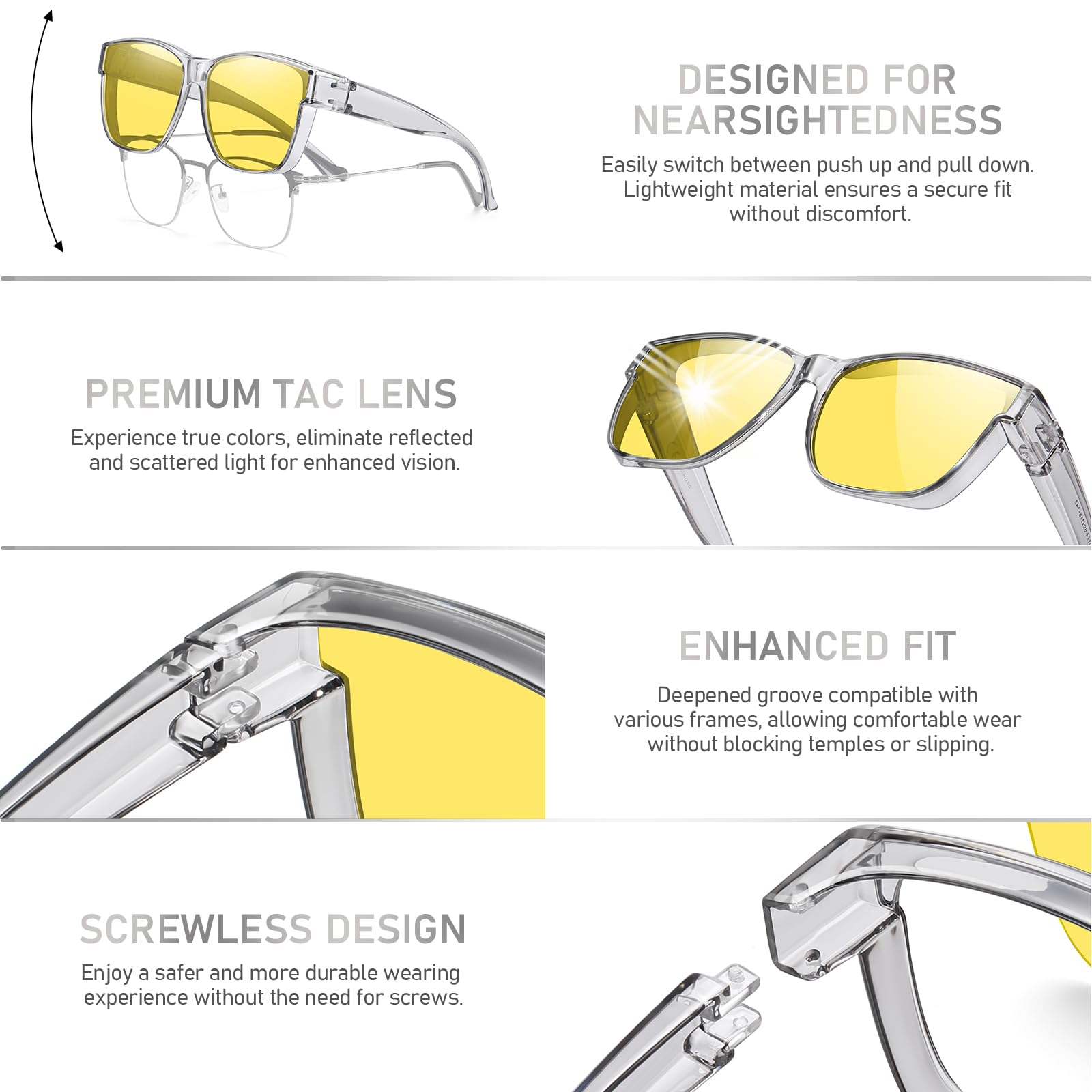 HAOLOTA Night Vision Driving Over Glasses, Nighttime Glasses Men Women Anti Glare NV0174L