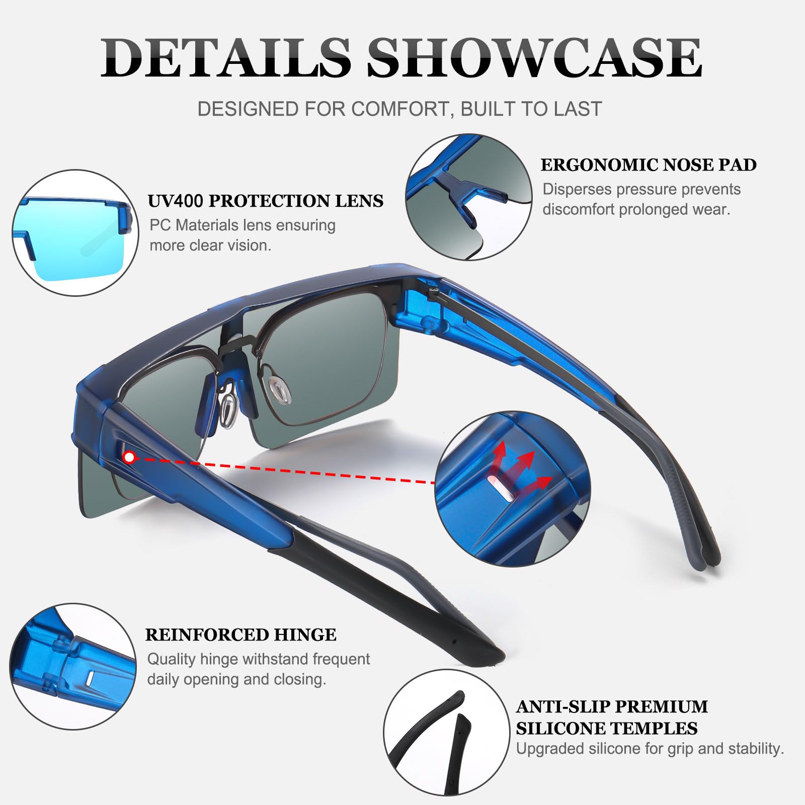 HAOLOTA Cycling Sunglasses Over Glasses for Men Outdoors UV Protection SG0191