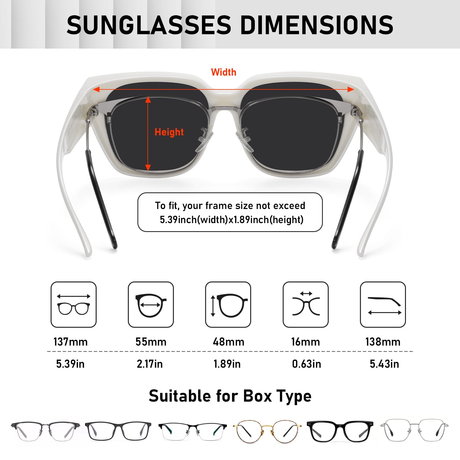 HAOLOTA Fit-Over Sunglasses for Women Men Square Shapes UV Protection SG0512