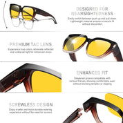 HAOLOTA Polarized Night Vision Driving Glasses for Women Fit over Eyeglasses Anti Glare NV0512