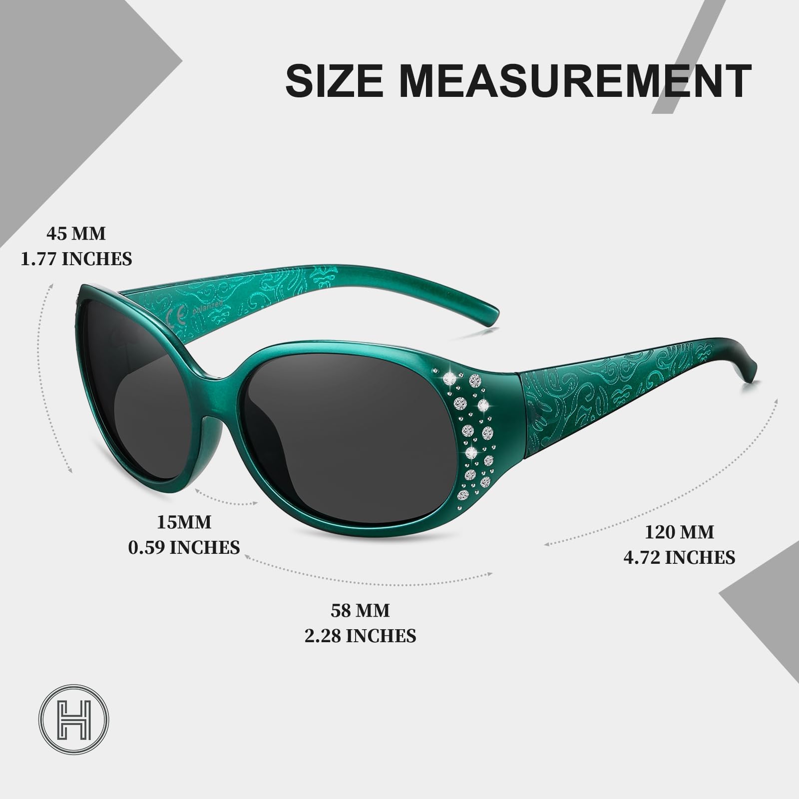 HAOLOTA Polarized Sunglasses for Women Rhinestone Wrap Around SG0008