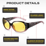 HAOLOTA Women Night Vision Driving Glasses Polarized HD Yellow Tinted Anti Glare NV0008