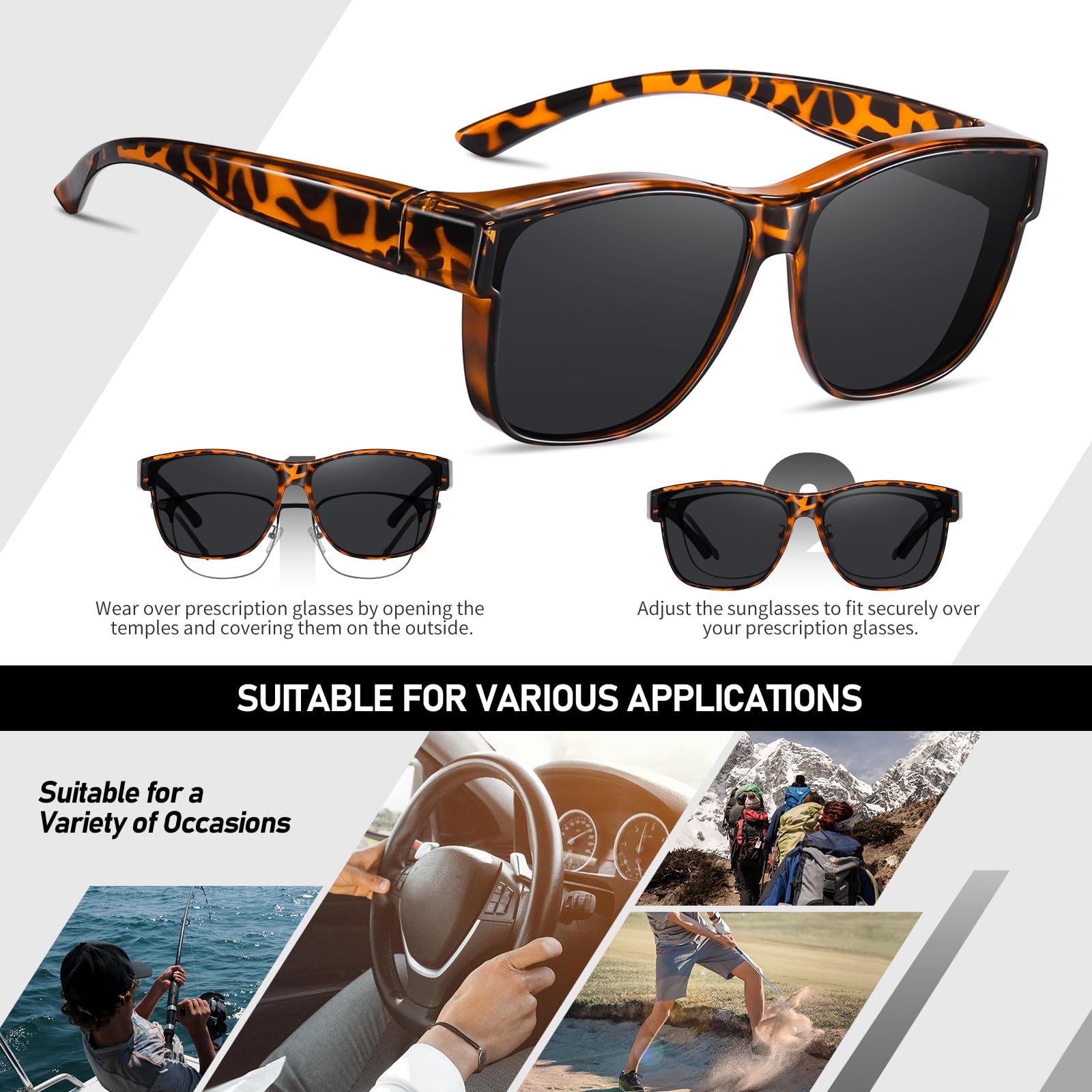 HAOLOTA Fit-Over Sunglasses Polarized for Men Square Shades UV400 Protection SG0174M